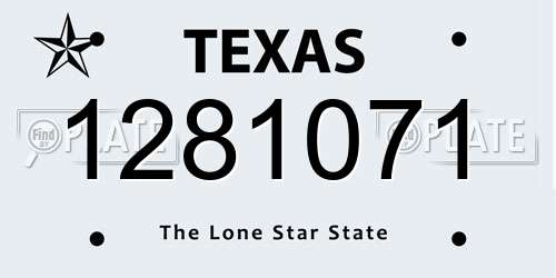 1281071 Texas License Plate