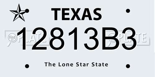 12813B3 Texas License Plate
