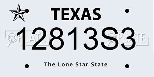 12813S3 Texas License Plate