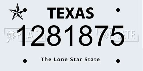1281875 Texas License Plate