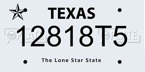 12818T5 Texas License Plate