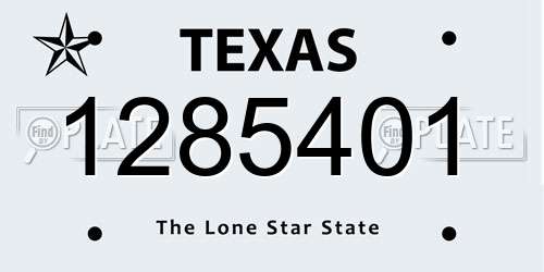 1285401 Texas License Plate