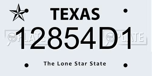12854D1 Texas License Plate