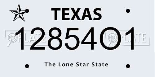 12854O1 Texas License Plate