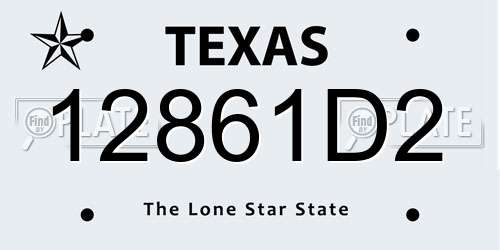 12861D2 Texas License Plate