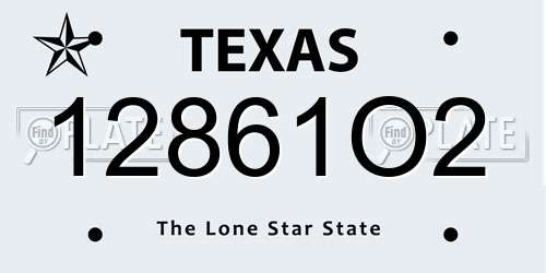 12861O2 Texas License Plate