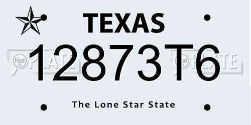 12873T6 Texas License Plate