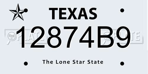 12874B9 Texas License Plate