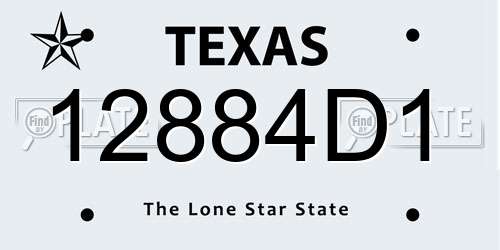 12884D1 Texas License Plate