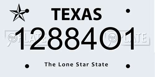 12884O1 Texas License Plate