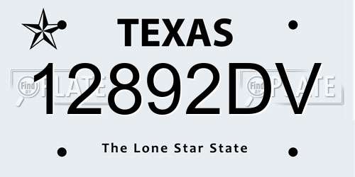 12892DV Texas License Plate