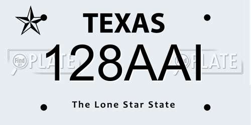 128AAI Texas License Plate