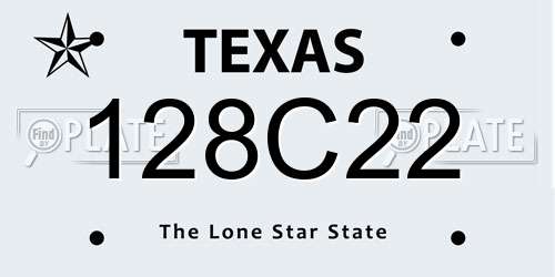 128C22 Texas License Plate