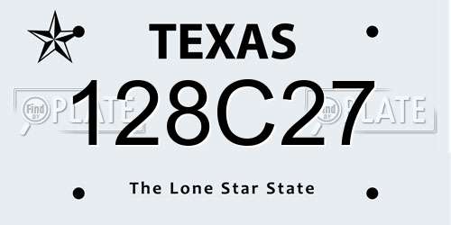 128C27 Texas License Plate