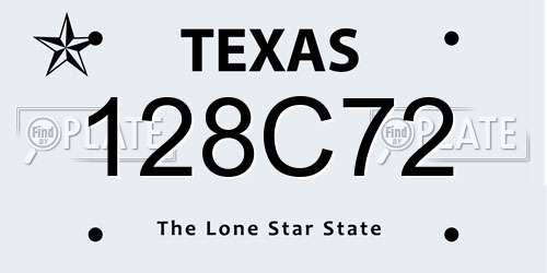 128C72 Texas License Plate