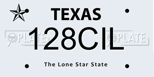 128CIL Texas License Plate
