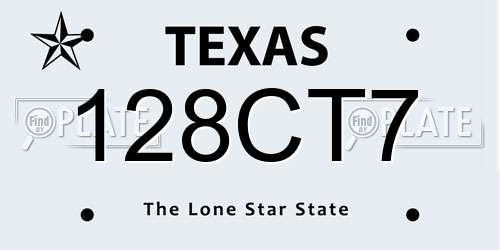 128CT7 Texas License Plate