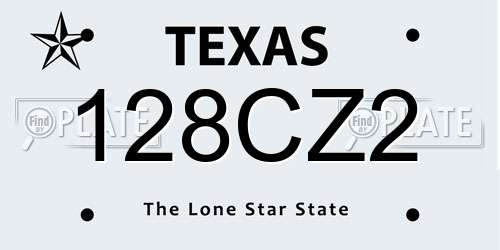 128CZ2 Texas License Plate
