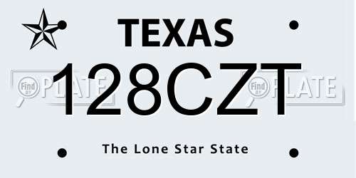 128CZT Texas License Plate