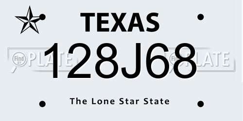 128J68 Texas License Plate