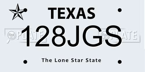 128JGS Texas License Plate