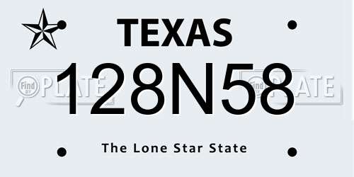 128N58 Texas License Plate