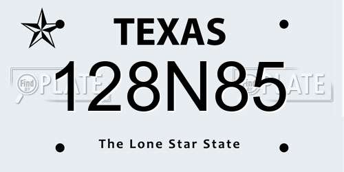128N85 Texas License Plate