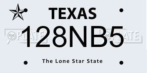 128NB5 Texas License Plate