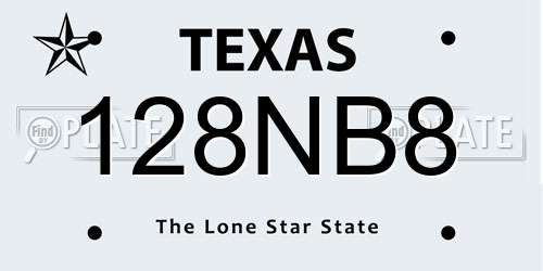 128NB8 Texas License Plate