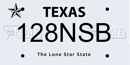 128NSB Texas License Plate