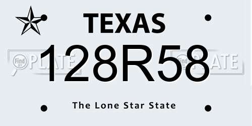 128R58 Texas License Plate