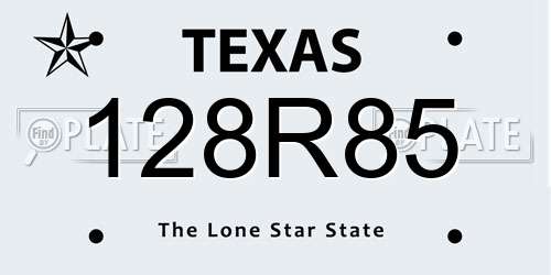 128R85 Texas License Plate