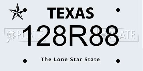 128R88 Texas License Plate