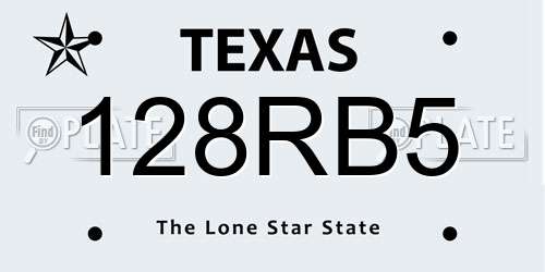 128RB5 Texas License Plate