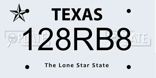 128RB8 Texas License Plate