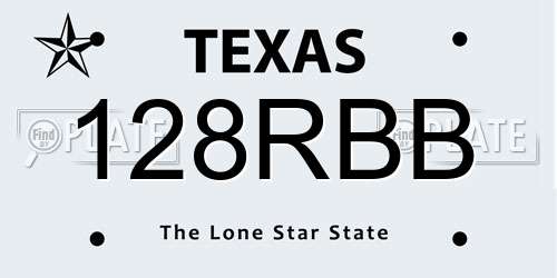 128RBB Texas License Plate