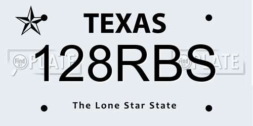 128RBS Texas License Plate