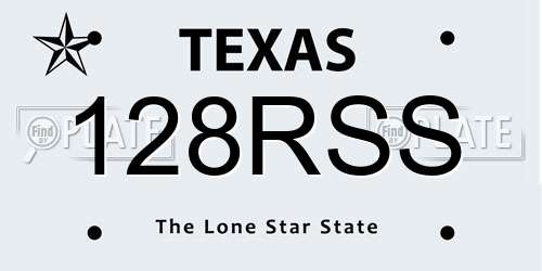 128RSS Texas License Plate