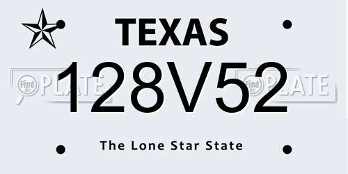 128V52 Texas License Plate