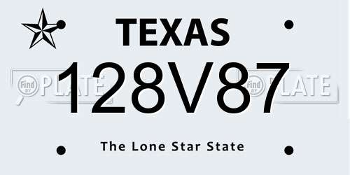 128V87 Texas License Plate