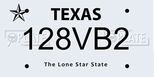 128VB2 Texas License Plate