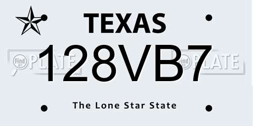 128VB7 Texas License Plate