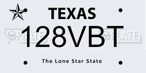 128VBT Texas License Plate