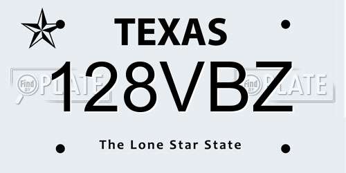 128VBZ Texas License Plate