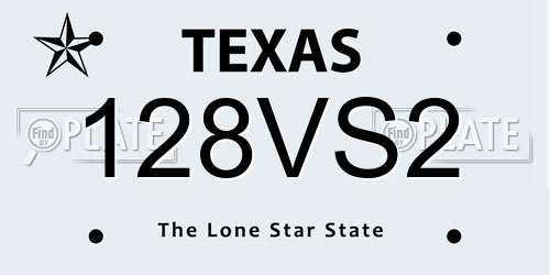 128VS2 Texas License Plate
