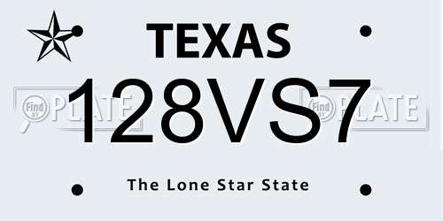 128VS7 Texas License Plate