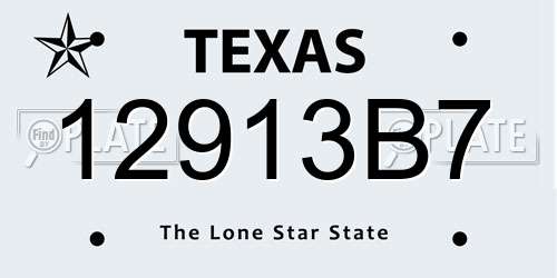 12913B7 Texas License Plate