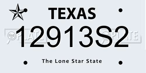 12913S2 Texas License Plate