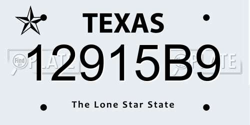 12915B9 Texas License Plate