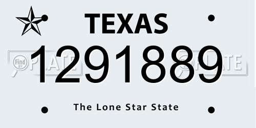 1291889 Texas License Plate